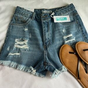 chealse size 7 Blue Distressed Denim Shorts New